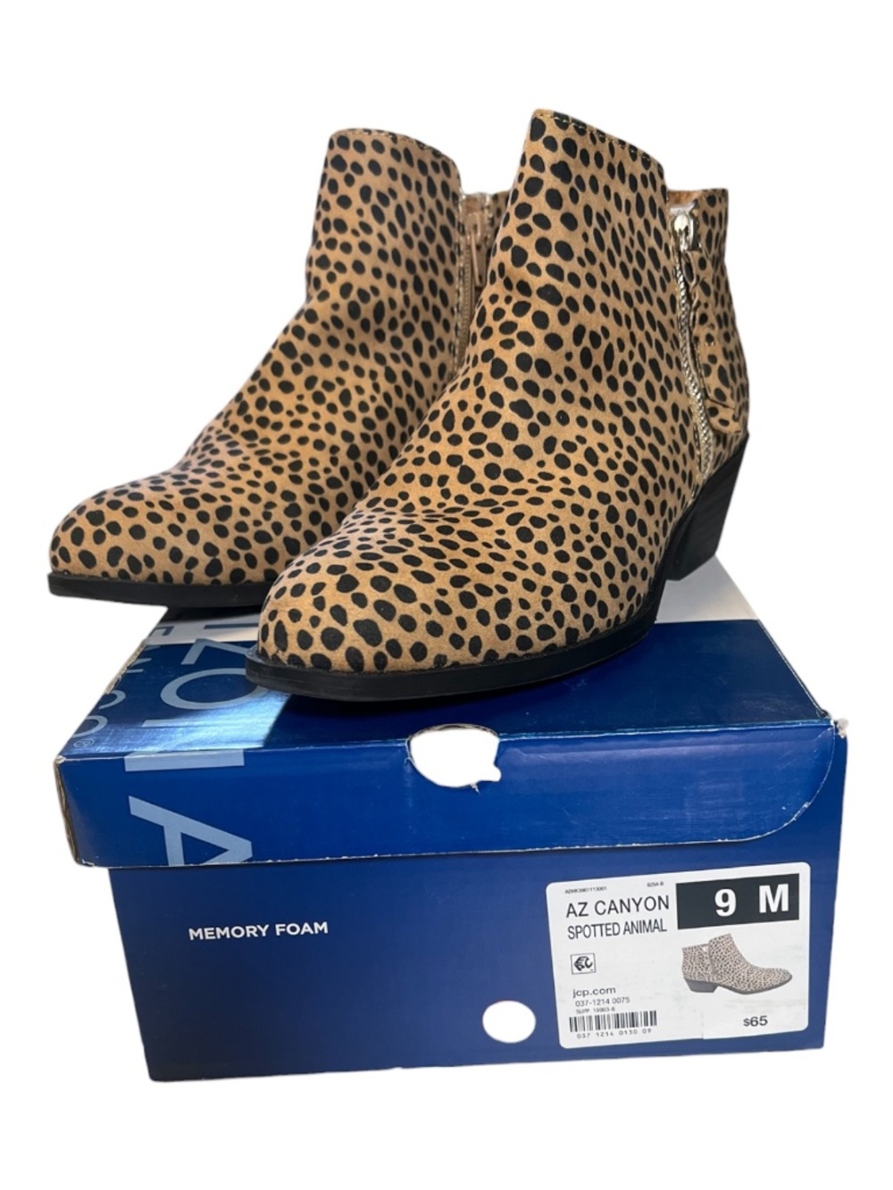 NWOT AZ Jean Company Canyon Spotted Leopard Booties Memory Foam | Size 9